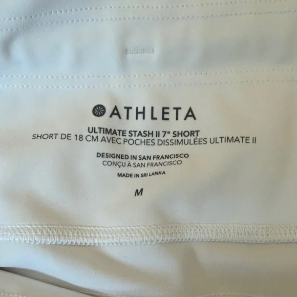 Athleta Ultimate Stash ll 7” Women's Cream Bike Shorts Size Medium - Picture 5 of 5
